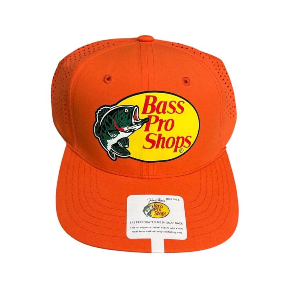 Bass Pro Shops Perforated Mesh Snapback Cap - Orange - NWT